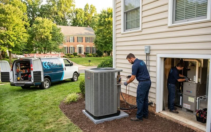 New high efficiency HVAC system being installed at a Northern Virginia home