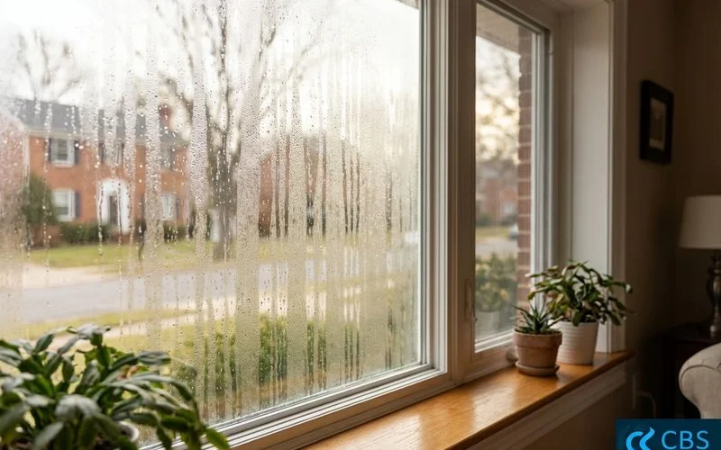 Condensation on window glass showing indoor humidity is too high