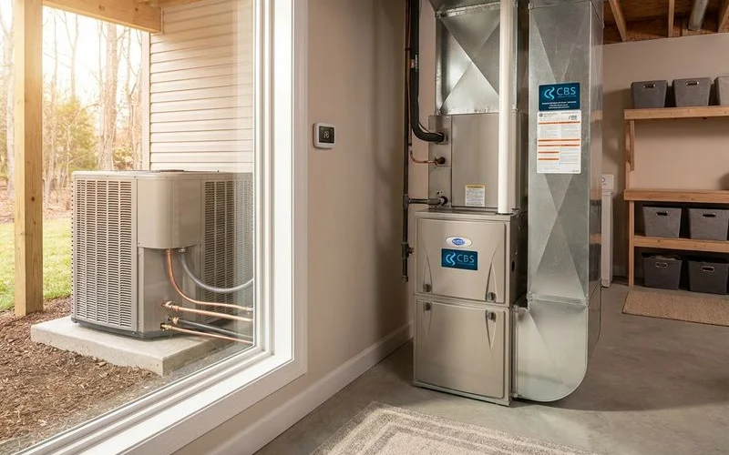 Dual-fuel heat pump system with gas furnace backup installed in a Manassas, Virginia home for maximum efficiency