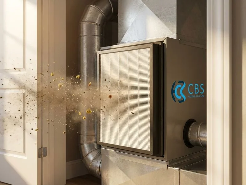 High-efficiency HEPA air filtration system capturing allergens, dust, pollen, and pet dander from indoor air