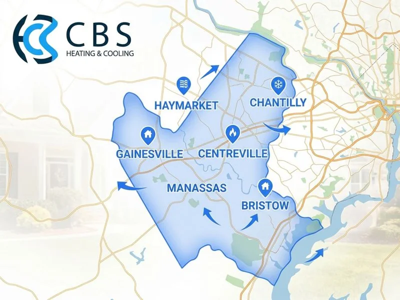 HVAC of Virginia service coverage map for Northern Virginia