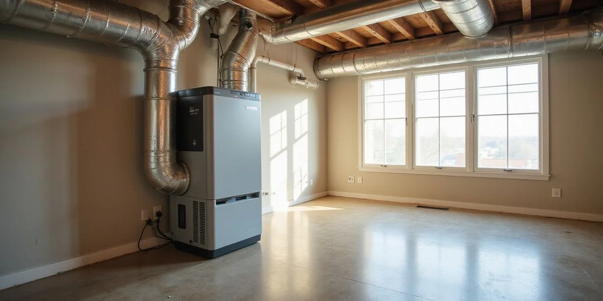 Modern whole-home air purification system installed in HVAC ductwork providing clean, healthy indoor air quality